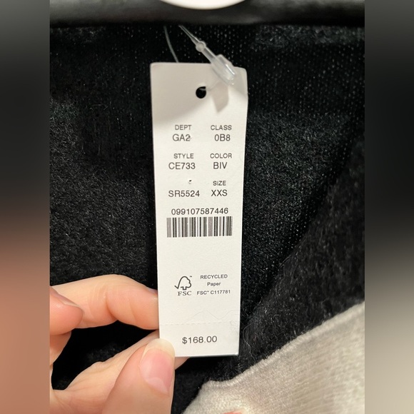 J crew Brushed cashmere fitted cardigan with contrast trim in black/ivory sz XXS - Picture 11 of 13